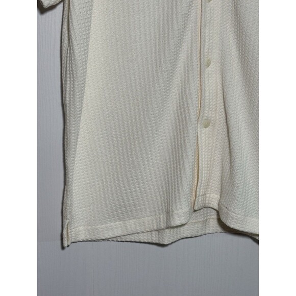 J.Crew Textured Camp Shirt Men's XL Ivory White Short Sleeve Waffle Weave New - Picture 5 of 15